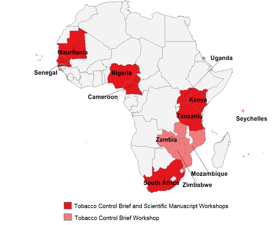 Countries represented at the two-part regional workshop to improve research and science capacity in the WHO Africa region.